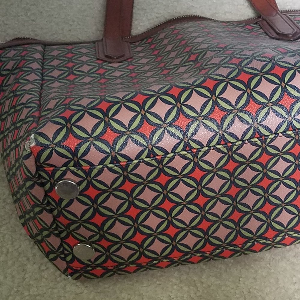 Geometric Pattern Zipper Fossil Rachel Tote Bag - image 7